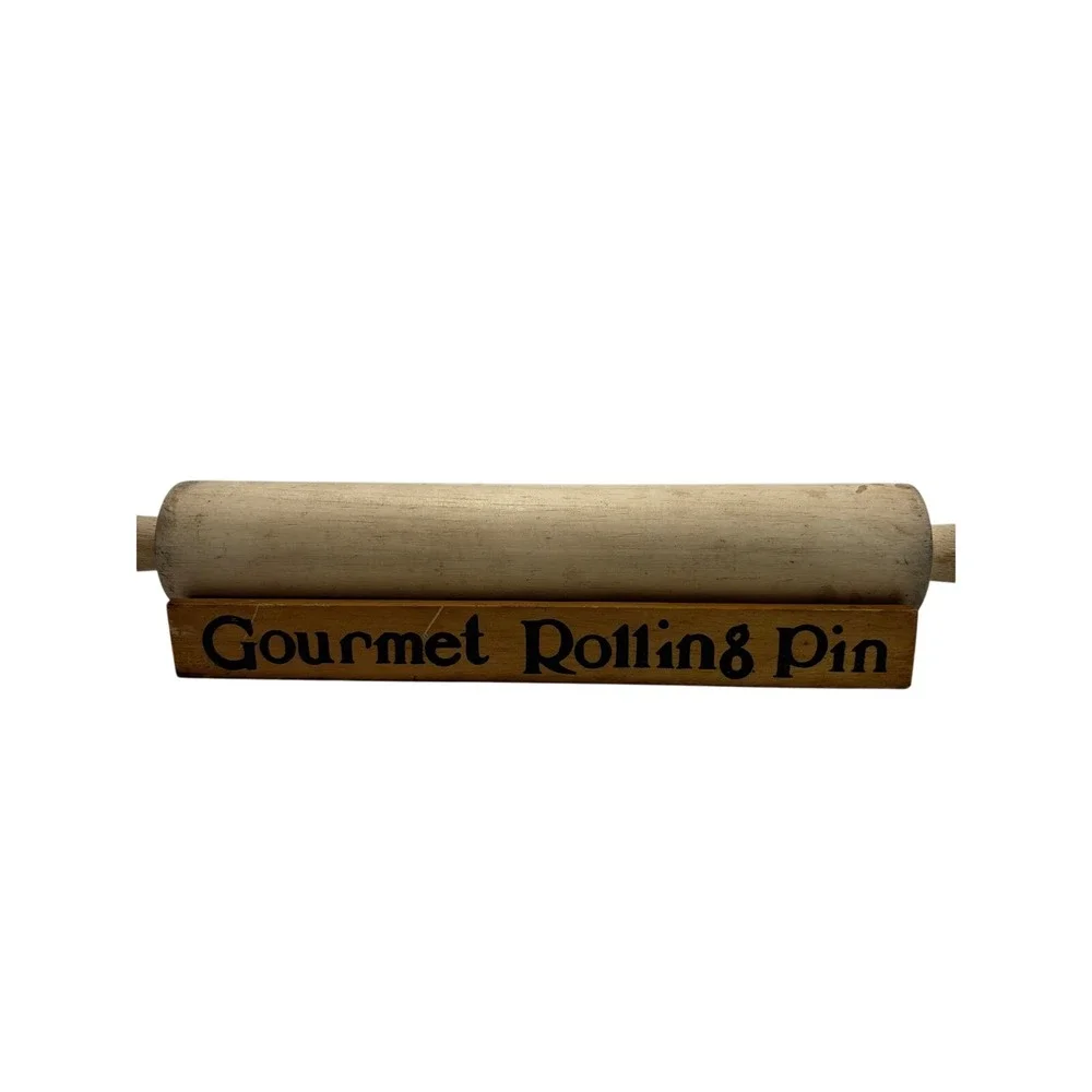 Vintage Wood Gourmet Rolling Pin with Decorative Wooden Display‎ Stand Base